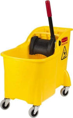 Rubbermaid - 31 Qt Plastic Bucket & Wringer - 22-5/8" Long x 32-1/4" High x 13-1/4" Wide, Yellow - USA Tool & Supply