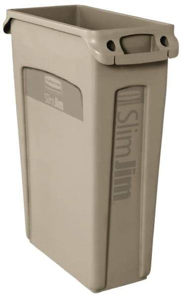 Rubbermaid - 23 Gal Beige Rectangle Trash Can - Polyethylene, 30" High x 22" Long x 11" Wide - USA Tool & Supply