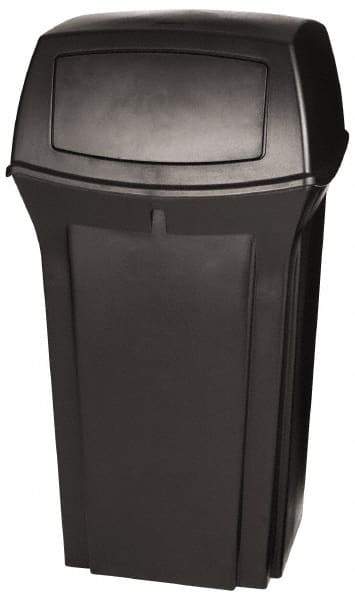 Rubbermaid - 35 Gal Black Square Trash Can - Polyethylene, 41" High x 21-1/2" Long x 21-1/2" Wide - USA Tool & Supply