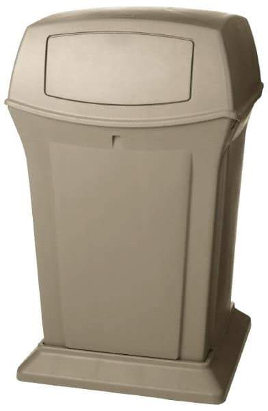 Rubbermaid - 45 Gal Beige Square Trash Can - Polyethylene, 41-1/2" High x 24-7/8" Long x 24-7/8" Wide - USA Tool & Supply