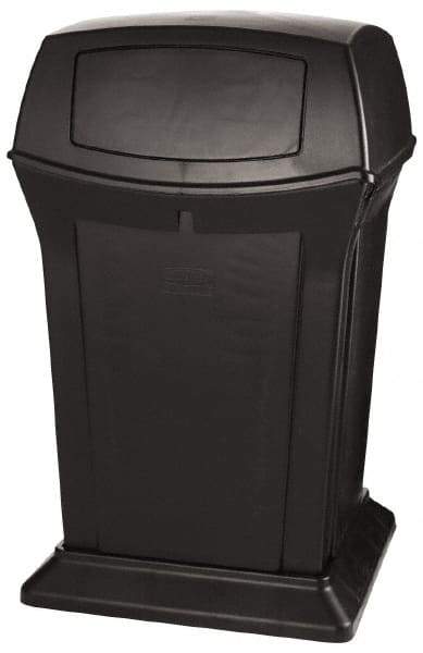 Rubbermaid - 45 Gal Black Square Trash Can - Polyethylene, 41-1/2" High x 24-7/8" Long x 24-7/8" Wide - USA Tool & Supply