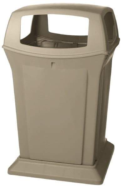 Rubbermaid - 45 Gal Beige Square Trash Can - Polyethylene, 41-1/2" High x 24-7/8" Long x 24-7/8" Wide - USA Tool & Supply