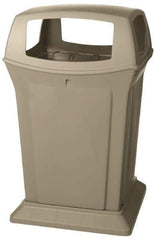 Rubbermaid - 45 Gal Beige Square Trash Can - Polyethylene, 41-1/2" High x 24-7/8" Long x 24-7/8" Wide - USA Tool & Supply