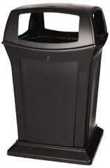 Rubbermaid - 45 Gal Black Square Trash Can - Polyethylene, 41-1/2" High x 24-7/8" Long x 24-7/8" Wide - USA Tool & Supply