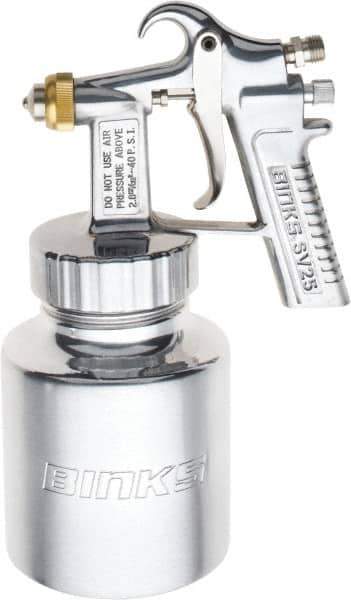 Binks - Paint Spray Gun - 1 Qt Capacity, 40 Max psi, 5 to 7 CFM, For Adhesives, Enamels, Epoxies, Lacquers, Latex, Polyurethanes, Primers, Sealers, Stains, Varnishes - USA Tool & Supply