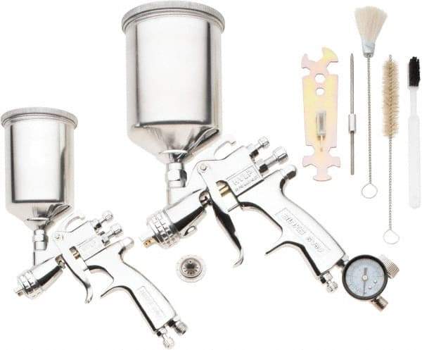 Binks - Gravity Feed High Volume/Low Pressure Paint Spray Gun - 175 Max psi, 7 to 12 CFM, For Adhesives, Enamels, Epoxies, Lacquers, Latex, Polyurethanes, Primers, Sealers, Stains, Varnishes - USA Tool & Supply
