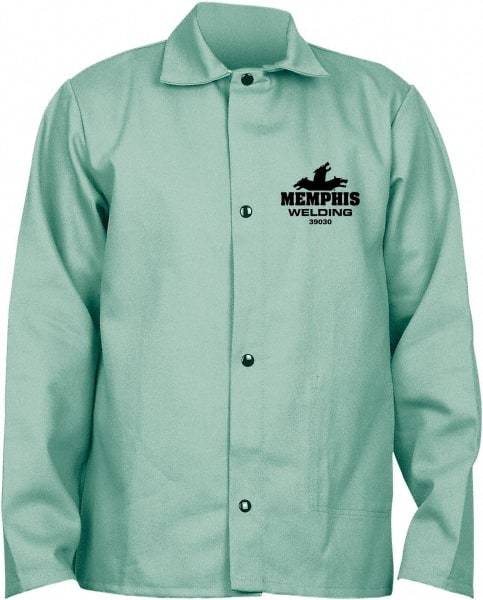 MCR Safety - Size XL Welding & Flame Resistant/Retardant Jacket - Green, Cotton, Snaps Closure - USA Tool & Supply