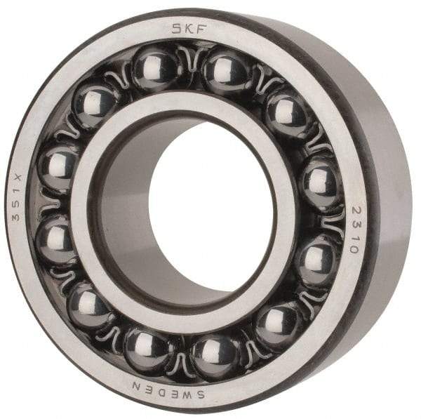 SKF - 50mm Bore Diam, 110mm OD, Open Self Aligning Radial Ball Bearing - 40mm Wide, 2 Rows, Round Bore, 4,500 Lb Static Capacity, 14,300 Lb Dynamic Capacity - USA Tool & Supply