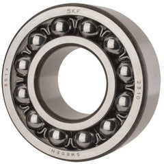 SKF - 50mm Bore Diam, 110mm OD, Open Self Aligning Radial Ball Bearing - 40mm Wide, 2 Rows, Round Bore, 4,500 Lb Static Capacity, 14,300 Lb Dynamic Capacity - USA Tool & Supply