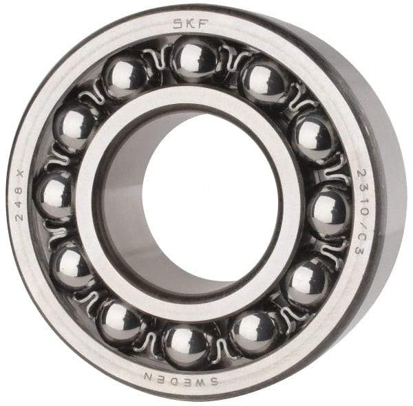 SKF - 50mm Bore Diam, 110mm OD, Open Self Aligning Radial Ball Bearing - 40mm Wide, 2 Rows, Round Bore, 4,500 Lb Static Capacity, 14,300 Lb Dynamic Capacity - USA Tool & Supply