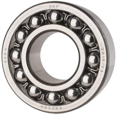 SKF - 50mm Bore Diam, 110mm OD, Open Self Aligning Radial Ball Bearing - 40mm Wide, 2 Rows, Round Bore, 4,500 Lb Static Capacity, 14,300 Lb Dynamic Capacity - USA Tool & Supply