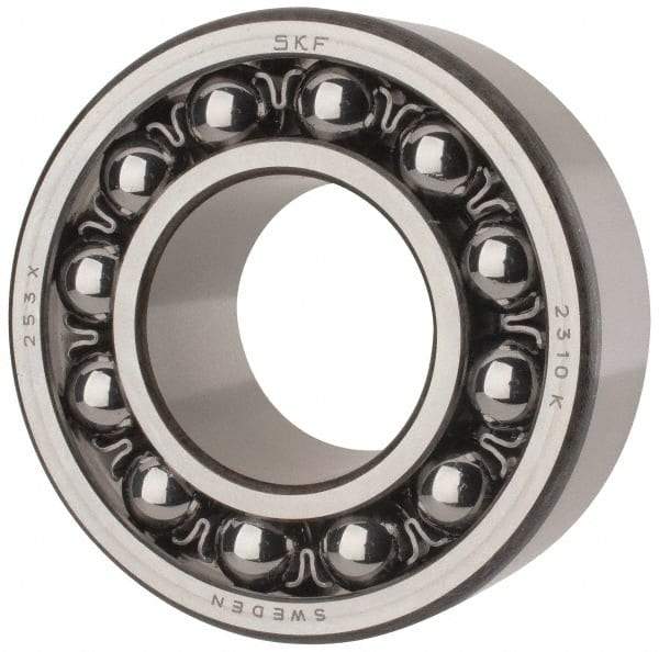 SKF - 50mm Bore Diam, 110mm OD, Open Self Aligning Radial Ball Bearing - 40mm Wide, 2 Rows, Round Bore, 4,500 Lb Static Capacity, 14,300 Lb Dynamic Capacity - USA Tool & Supply