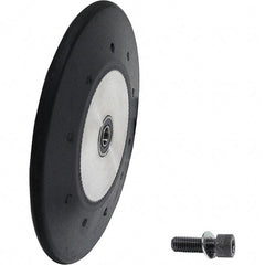 Dynabrade - 4" Diam x 1/2" Wide Contact Wheel Assembly - 1/4" Arbor Hole, Radiused, 70 Duro Rubber Face - USA Tool & Supply