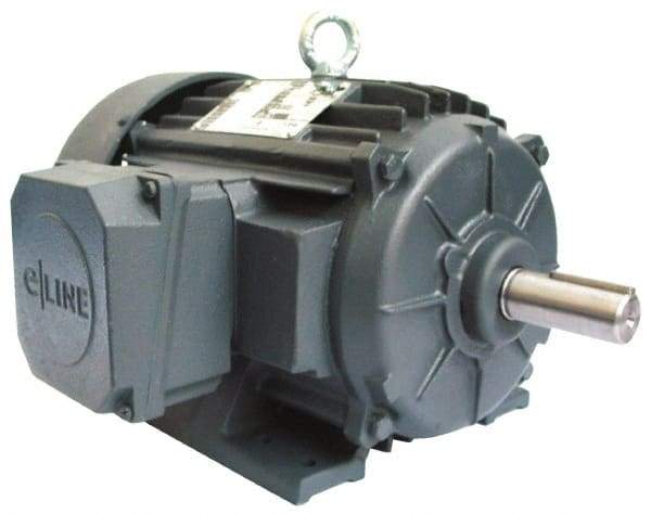 US Motors - 20 hp, TEFC Enclosure, No Thermal Protection, 3,540 RPM, 575 Volt, 60 Hz, Three Phase Energy Efficient Motor - Size 256 Frame, Rigid Mount, 1 Speed, Ball Bearings, 19.1 Full Load Amps, F Class Insulation, CCW Lead End - USA Tool & Supply