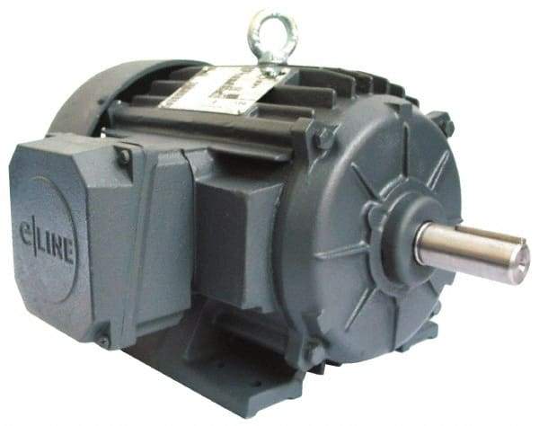 US Motors - 10 hp, TEFC Enclosure, No Thermal Protection, 3,495 RPM, 575 Volt, 60 Hz, Three Phase Energy Efficient Motor - Size 215 Frame, Rigid Mount, 1 Speed, Ball Bearings, 9.1 Full Load Amps, F Class Insulation, CCW Lead End - USA Tool & Supply