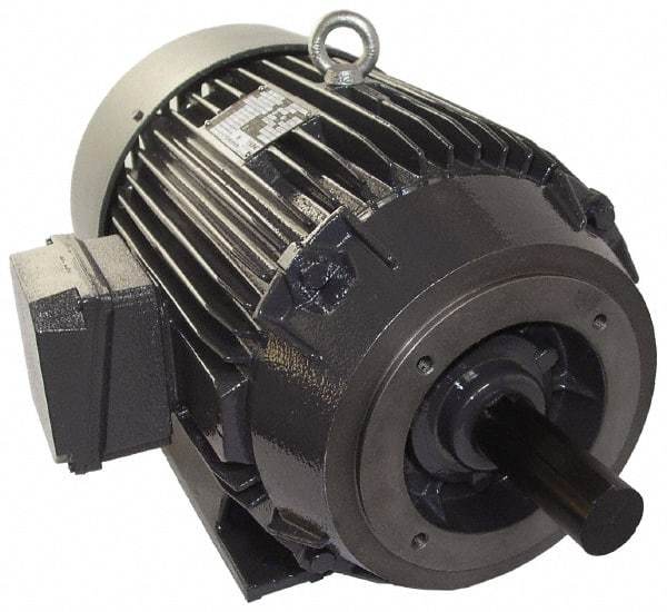 US Motors - 10 hp, TEFC Enclosure, No Thermal Protection, 1,175 RPM, 208-230/460 Volt, 60 Hz, Three Phase Energy Efficient Motor - Size 256 Frame, Rigid Mount, 1 Speed, Ball Bearings, 27.5-24.6/12.3 Full Load Amps, F Class Insulation, CCW Lead End - USA Tool & Supply