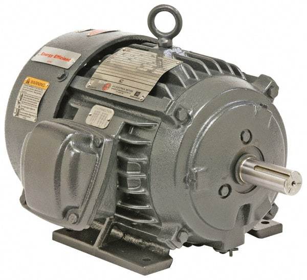 US Motors - 150 hp, TEFC Enclosure, No Thermal Protection, 1,785 RPM, 575 Volt, 60 Hz, Three Phase Energy Efficient Motor - Size 445 Frame, Rigid Mount, 1 Speed, Ball Bearings, 138 Full Load Amps, F Class Insulation, Reversible - USA Tool & Supply