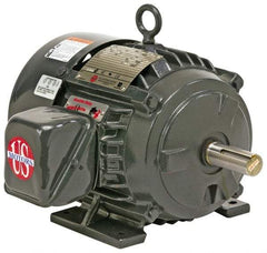 US Motors - 60 hp, TEFC Enclosure, No Thermal Protection, 3,570 RPM, 230/460 Volt, 60 Hz, Three Phase Premium Efficient Motor - Size 364 Frame, Rigid Mount, 1 Speed, Ball Bearings, 136/68 Full Load Amps, F Class Insulation, Reversible - USA Tool & Supply