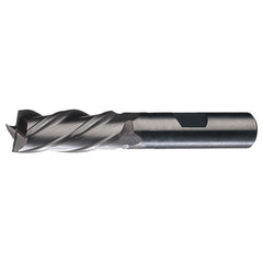 ‎5/16″ × 3/8″ × 3/4″ × 2-1/2″ LHS / LHC HSS HSS Single-End 4-Flute Non-Center Cutting Left Hand Helix Left Hand Cut Finishing End Mill - Bright - Exact Industrial Supply