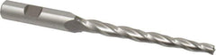 Made in USA - 1° Taper Angle per Side, 1/4" Small End Diam, 3-1/4" LOC, High Speed Steel 3 Flute Tapered Square End Mill - 5-1/2" OAL, 1/2" Shank Diam, Spiral Flute - USA Tool & Supply