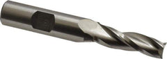 Made in USA - 1° Taper Angle per Side, 3/8" Small End Diam, 1-1/4" LOC, High Speed Steel 3 Flute Tapered Square End Mill - 3-1/4" OAL, 1/2" Shank Diam, Spiral Flute - USA Tool & Supply