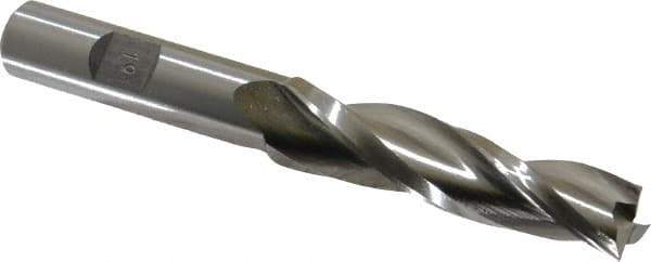 Made in USA - 1° Taper Angle per Side, 1/2" Small End Diam, 2-1/4" LOC, High Speed Steel 3 Flute Tapered Square End Mill - 4-1/4" OAL, 1/2" Shank Diam, Spiral Flute - USA Tool & Supply
