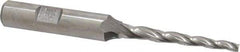 Made in USA - 1.5° Taper Angle per Side, 1/8" Small End Diam, 1-1/2" LOC, High Speed Steel 3 Flute Tapered Square End Mill - 3-1/4" OAL, 3/8" Shank Diam, Spiral Flute - USA Tool & Supply