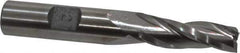 Made in USA - 2° Taper Angle per Side, 3/8" Small End Diam, 1-1/4" LOC, High Speed Steel 3 Flute Tapered Square End Mill - 3-1/4" OAL, 1/2" Shank Diam, Spiral Flute - USA Tool & Supply