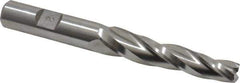 Made in USA - 2° Taper Angle per Side, 3/8" Small End Diam, 2-1/4" LOC, High Speed Steel 3 Flute Tapered Square End Mill - 4-1/4" OAL, 1/2" Shank Diam, Spiral Flute - USA Tool & Supply