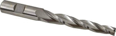 Made in USA - 2° Taper Angle per Side, 3/8" Small End Diam, 3-1/4" LOC, High Speed Steel 3 Flute Tapered Square End Mill - 5-1/2" OAL, 5/8" Shank Diam, Spiral Flute - USA Tool & Supply