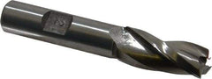 Made in USA - 2° Taper Angle per Side, 1/2" Small End Diam, 1-1/4" LOC, High Speed Steel 3 Flute Tapered Square End Mill - 3-1/8" OAL, 1/2" Shank Diam, Spiral Flute - USA Tool & Supply