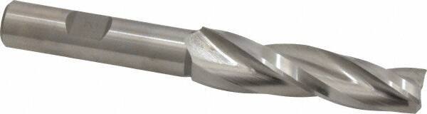 Made in USA - 2° Taper Angle per Side, 1/2" Small End Diam, 2-1/4" LOC, High Speed Steel 3 Flute Tapered Square End Mill - 4-1/4" OAL, 1/2" Shank Diam, Spiral Flute - USA Tool & Supply