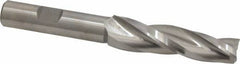 Made in USA - 2° Taper Angle per Side, 1/2" Small End Diam, 2-1/4" LOC, High Speed Steel 3 Flute Tapered Square End Mill - 4-1/4" OAL, 1/2" Shank Diam, Spiral Flute - USA Tool & Supply