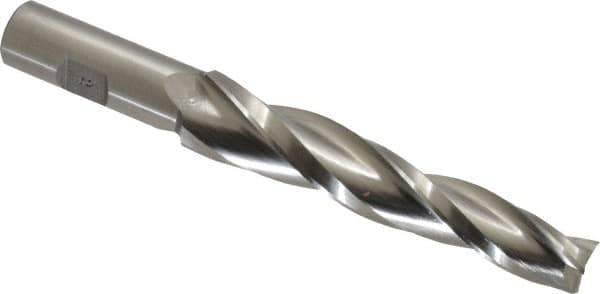 Made in USA - 2° Taper Angle per Side, 5/8" Small End Diam, 4-1/4" LOC, High Speed Steel 3 Flute Tapered Square End Mill - 6-1/2" OAL, 3/4" Shank Diam, Spiral Flute - USA Tool & Supply