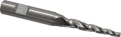 Made in USA - 3° Taper Angle per Side, 1/8" Small End Diam, 1-1/2" LOC, High Speed Steel 3 Flute Tapered Square End Mill - 3-1/4" OAL, 3/8" Shank Diam, Spiral Flute - USA Tool & Supply