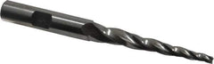 Made in USA - 3° Taper Angle per Side, 1/8" Small End Diam, 2" LOC, High Speed Steel 3 Flute Tapered Square End Mill - 3-3/4" OAL, 3/8" Shank Diam, Spiral Flute - USA Tool & Supply