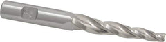 Made in USA - 3° Taper Angle per Side, 1/4" Small End Diam, 2-1/4" LOC, High Speed Steel 3 Flute Tapered Square End Mill - 4-1/4" OAL, 1/2" Shank Diam, Spiral Flute - USA Tool & Supply