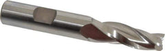 Made in USA - 3° Taper Angle per Side, 3/8" Small End Diam, 1-1/4" LOC, High Speed Steel 3 Flute Tapered Square End Mill - 3-1/4" OAL, 1/2" Shank Diam, Spiral Flute - USA Tool & Supply