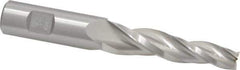 Made in USA - 3° Taper Angle per Side, 3/8" Small End Diam, 2-1/4" LOC, High Speed Steel 3 Flute Tapered Square End Mill - 4-1/4" OAL, 5/8" Shank Diam, Spiral Flute - USA Tool & Supply