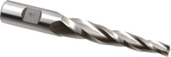 Made in USA - 3° Taper Angle per Side, 3/8" Small End Diam, 3-1/4" LOC, High Speed Steel 3 Flute Tapered Square End Mill - 5-1/2" OAL, 3/4" Shank Diam, Spiral Flute - USA Tool & Supply