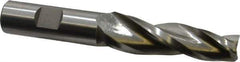 Made in USA - 3° Taper Angle per Side, 1/2" Small End Diam, 2-1/4" LOC, High Speed Steel 3 Flute Tapered Square End Mill - 4-1/4" OAL, 5/8" Shank Diam - USA Tool & Supply