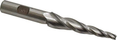 Made in USA - 5° Taper Angle per Side, 3/16" Small End Diam, 2-1/2" LOC, High Speed Steel 3 Flute Tapered Square End Mill - 4-3/4" OAL, 5/8" Shank Diam, Spiral Flute - USA Tool & Supply