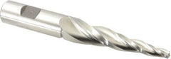 Made in USA - 5° Taper Angle per Side, 1/4" Small End Diam, 3-1/4" LOC, High Speed Steel 3 Flute Tapered Square End Mill - 5-1/2" OAL, 3/4" Shank Diam, Spiral Flute - USA Tool & Supply