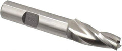 Made in USA - 5° Taper Angle per Side, 3/8" Small End Diam, 1-1/4" LOC, High Speed Steel 3 Flute Tapered Square End Mill - 3-1/4" OAL, 1/2" Shank Diam, Spiral Flute - USA Tool & Supply