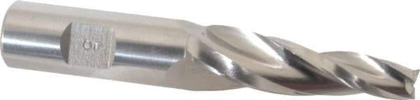 Made in USA - 5° Taper Angle per Side, 3/8" Small End Diam, 2-1/4" LOC, High Speed Steel 3 Flute Tapered Square End Mill - 4-1/4" OAL, 3/4" Shank Diam, Spiral Flute - USA Tool & Supply