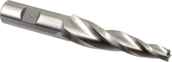 Made in USA - 5° Taper Angle per Side, 3/8" Small End Diam, 3-1/4" LOC, High Speed Steel 3 Flute Tapered Square End Mill - 5-1/2" OAL, 3/4" Shank Diam, Spiral Flute - USA Tool & Supply