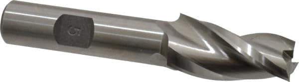 Made in USA - 5° Taper Angle per Side, 1/2" Small End Diam, 1-1/4" LOC, High Speed Steel 3 Flute Tapered Square End Mill - 3-1/8" OAL, 1/2" Shank Diam, Spiral Flute - USA Tool & Supply