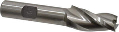 Made in USA - 5° Taper Angle per Side, 1/2" Small End Diam, 1-1/4" LOC, High Speed Steel 3 Flute Tapered Square End Mill - 3-1/8" OAL, 1/2" Shank Diam, Spiral Flute - USA Tool & Supply
