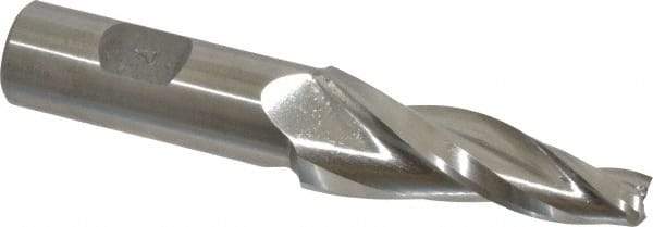 Made in USA - 7° Taper Angle per Side, 3/8" Small End Diam, 2-1/4" LOC, High Speed Steel 3 Flute Tapered Square End Mill - 4-1/2" OAL, 3/4" Shank Diam, Spiral Flute - USA Tool & Supply