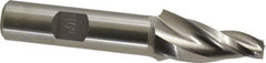 Made in USA - 10° Taper Angle per Side, 1/4" Small End Diam, 1-1/4" LOC, High Speed Steel 3 Flute Tapered Square End Mill - 3-1/4" OAL, 1/2" Shank Diam, Spiral Flute - USA Tool & Supply